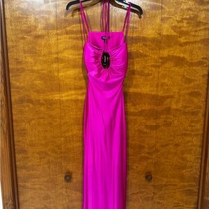 Express NWT Fuchsia Satin Halter with Keyhole detail dress Size M Vacation Event
